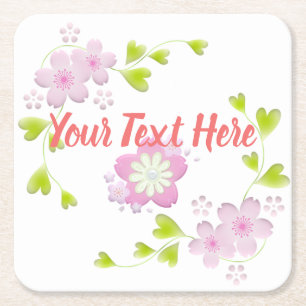 Kawaii Style Sakura Cherry Tree Blossom Square Paper Coaster