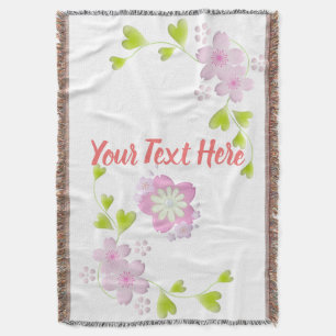 Kawaii Style Sakura Cherry Tree Blossom Throw Blanket