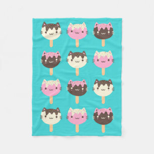 Kawaii Summer Ice Lolly Popsicle Cats Fleece Blanket