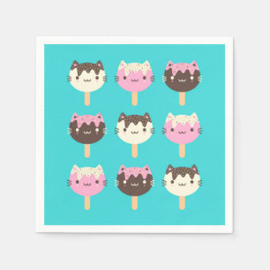 Kawaii Summer Ice Lolly Popsicle Cats Napkin
