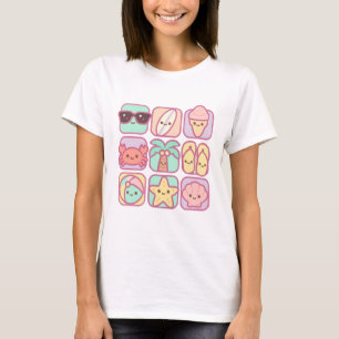 Kawaii Summer Icons – Cute Beach Vibes Collection T-Shirt