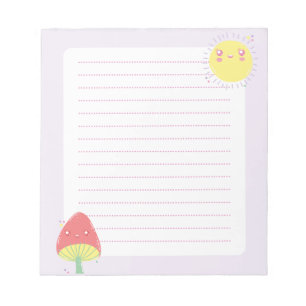 Kawaii Sun and Mushroom Notepad