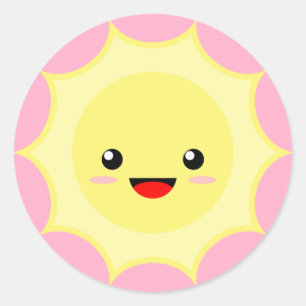 Kawaii Sun Classic Round Sticker