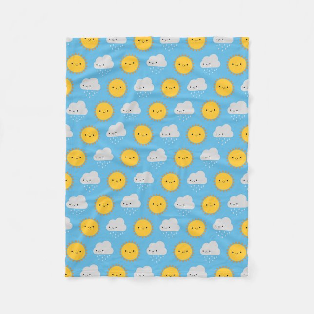 Kawaii Sun & Rain Fleece Blanket (Front)