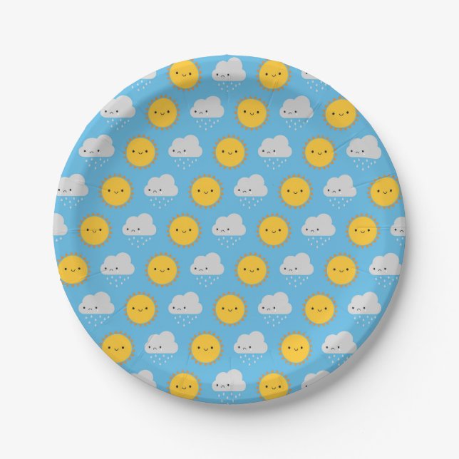 Kawaii Sun & Rain Paper Plate (Front)