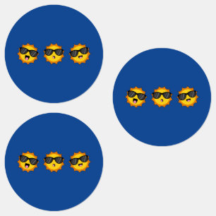 Kawaii Sun with Sunglasses Happy Emoji Faces