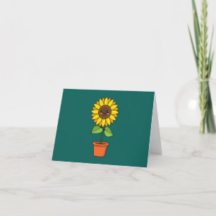 Kawaii Sunflower Plant in a Pot   Add Text Thank You Card