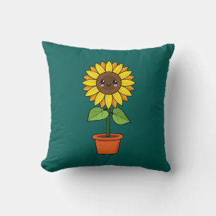 Kawaii Sunflower Plant in a Pot Cushion