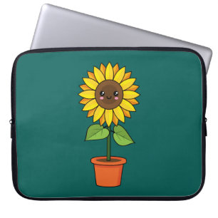 Kawaii Sunflower Plant in a Pot Laptop Sleeve