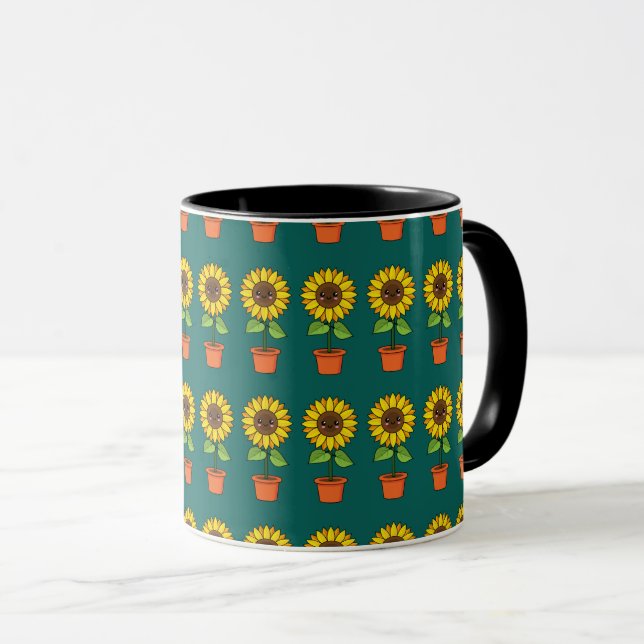Kawaii Sunflower Plant in a Pot Mug (Front Right)