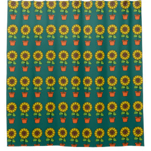 Kawaii Sunflower Plant in a Pot Shower Curtain