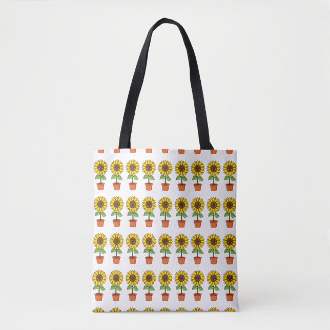 Kawaii Sunflower Plant in a Pot Tote Bag (Front)