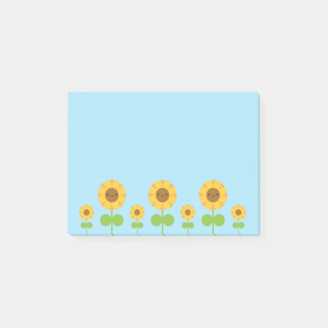 Kawaii Sunflowers Post-it Notes (Front)