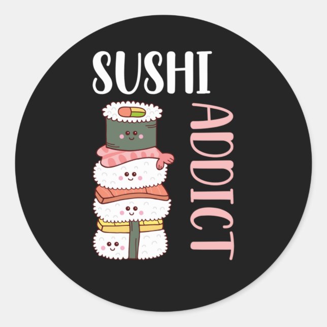 Kawaii Sushi Anime Cute Japanese Food Classic Round Sticker (Front)