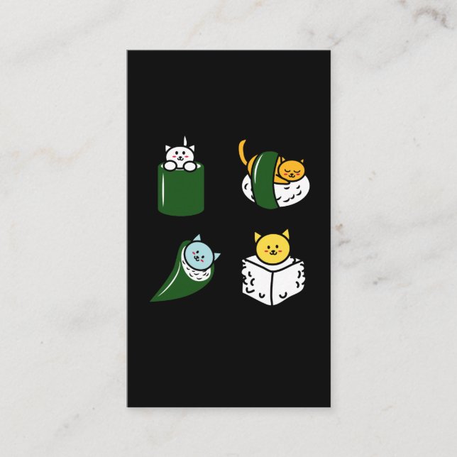 Kawaii Sushi Cat Lover Cat Themed Funny Cat Humour Business Card (Front)