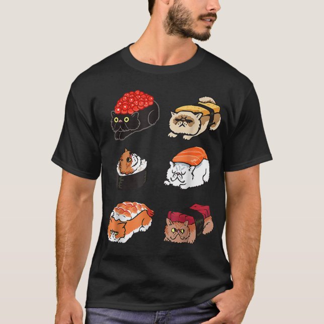Kawaii Sushi Cats, Sleepy Sushi Kitties_1 T-Shirt (Front)