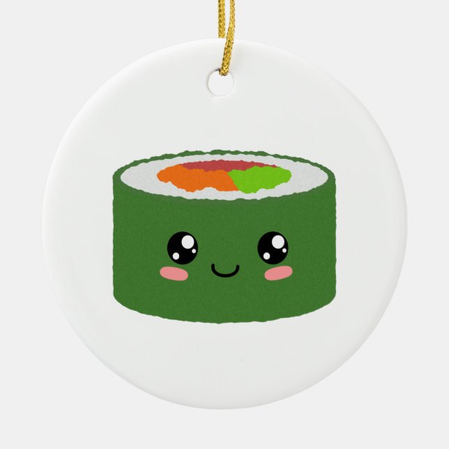 Kawaii Sushi Ceramic Ornament (Front)