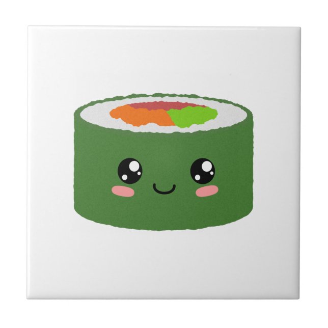 Kawaii Sushi Ceramic Tile (Front)