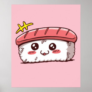 Kawaii Sushi Cute Japanese Food Poster