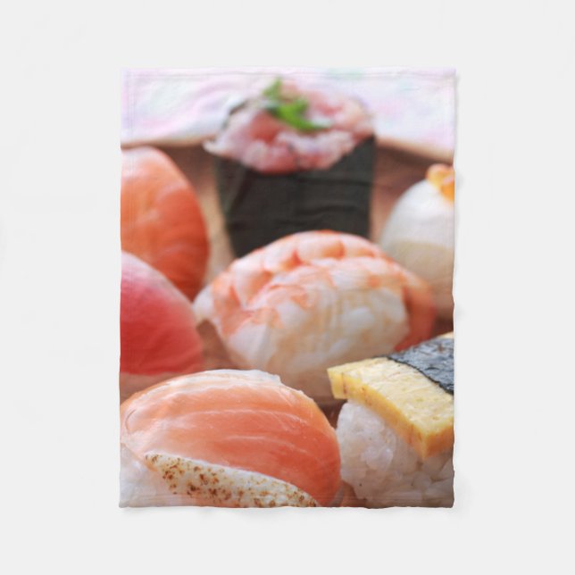 Kawaii Sushi Delight – Fleece Blanket (Front)
