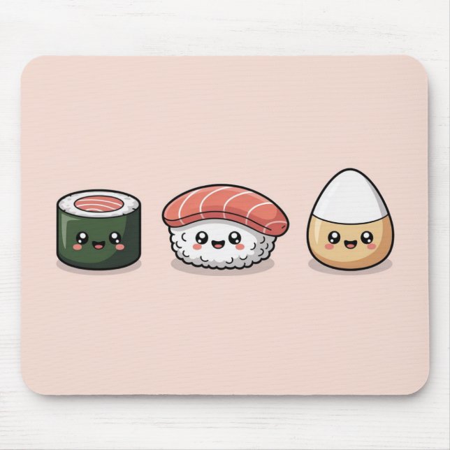 Kawaii Sushi Friends Mouse Pad (Front)