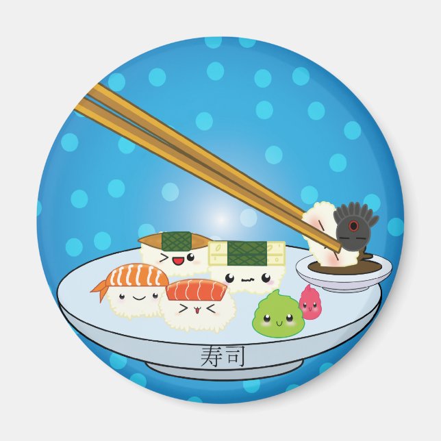 Kawaii Sushi Platter Magnet (Front)