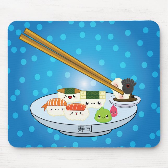 Kawaii Sushi Platter Mouse Pad (Front)
