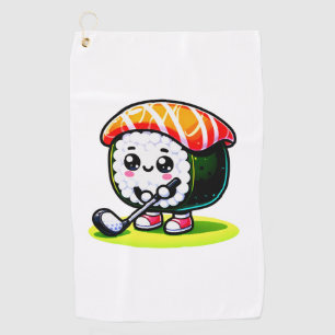 Kawaii Sushi playing golf Golf Towel