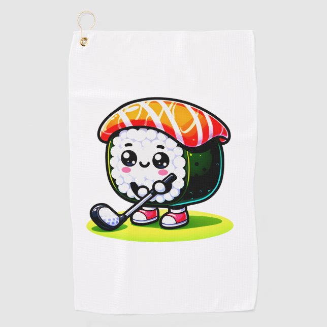 Kawaii Sushi playing golf Golf Towel (Front)