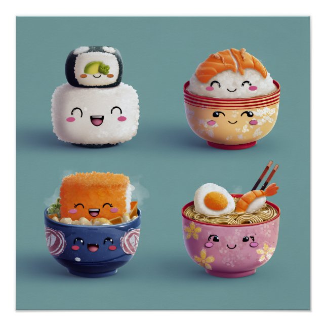 Kawaii Sushi & Ramen Crew Poster (Front)