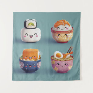 Kawaii Sushi & Ramen Crew Tapestry