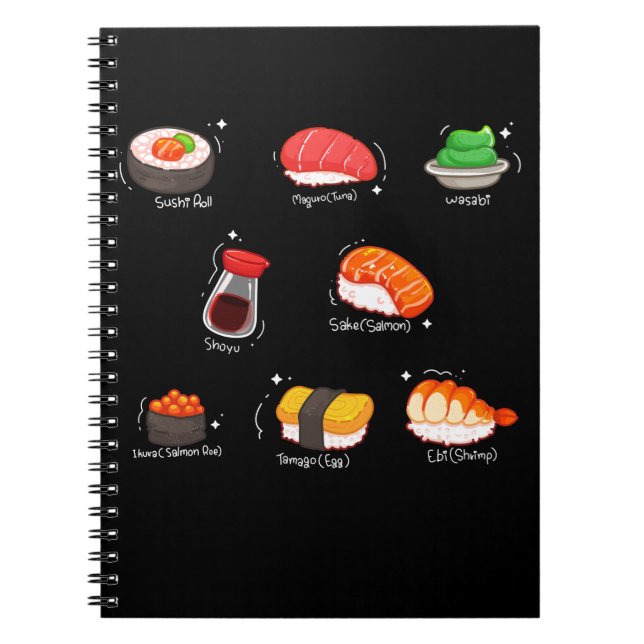 Kawaii Sushi Roll Wasabi Maguro Japanese Food Notebook (Front)