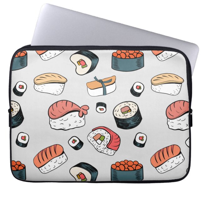  Kawaii Sushi Rolls Pattern Slip-On Sneakers Laptop Sleeve (Front)
