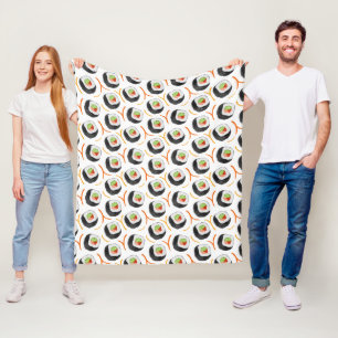 kawaii sushi rolls, sushi pattern fleece blanket