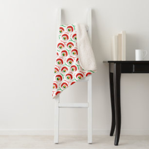 kawaii sushi rolls, sushi pattern sherpa blanket
