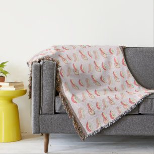 kawaii sushi rolls, sushi pattern throw blanket