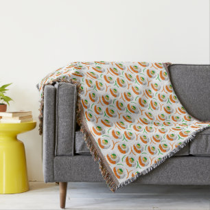 kawaii sushi rolls, sushi pattern throw blanket