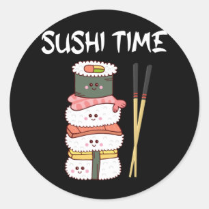 Kawaii Sushi Time Anime Cute Japanese Food Classic Round Sticker