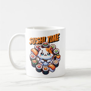 Kawaii Sushi Time Cat Coffee Mug