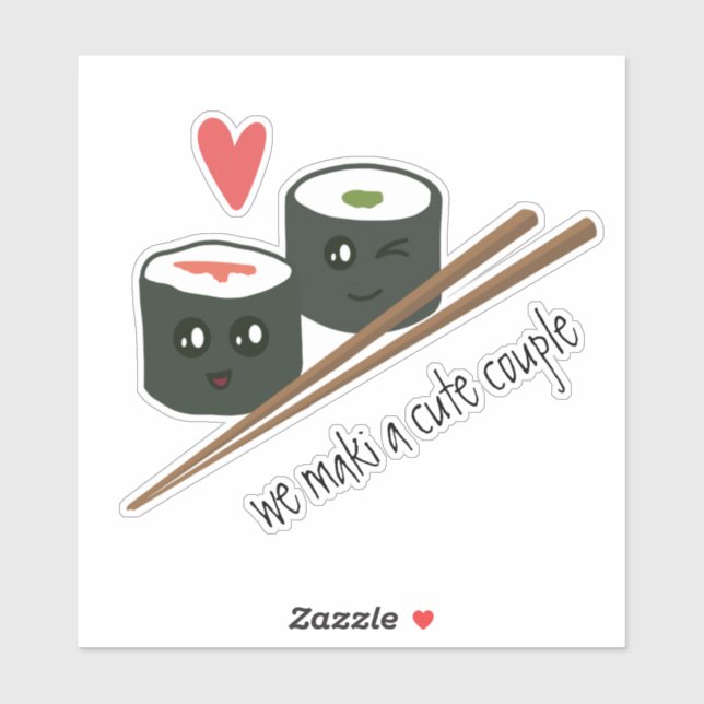 Kawaii Sushi We Maki a Cute Couple Laptop Sticker (Sheet)