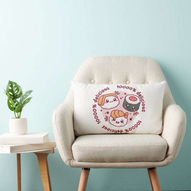kawaii sushi with funny quotes for black lover   lumbar cushion (Chair)