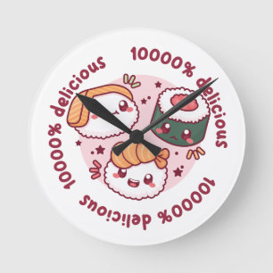 kawaii sushi with funny quotes for black lover round clock