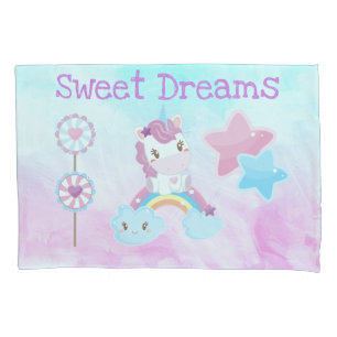 Kawaii Sweet Dreams Unicorn Rainbow Cloud Pillowcase