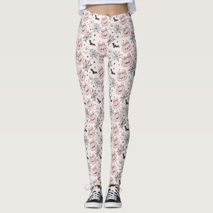 Kawaii Sweet Pink Spooky Halloween Pattern Leggings