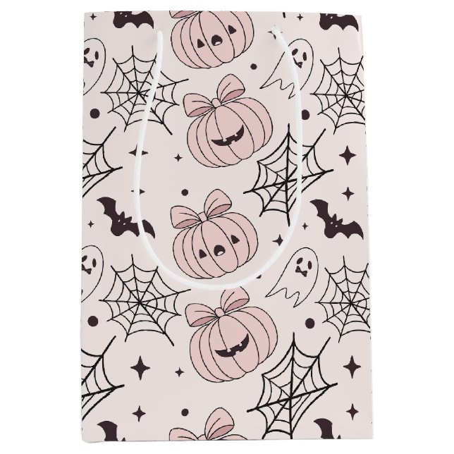 Kawaii Sweet Pink Spooky Halloween Pattern Medium Gift Bag (Front)