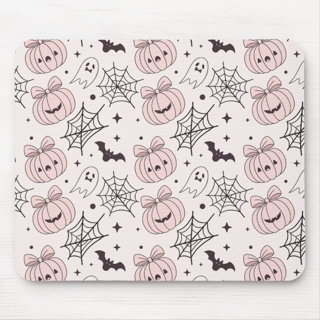 Kawaii Sweet Pink Spooky Halloween Pattern Mouse Pad (Front)