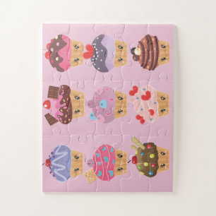 Kawaii Sweet Treats Cutie Cupcakes Jigsaw Puzzle