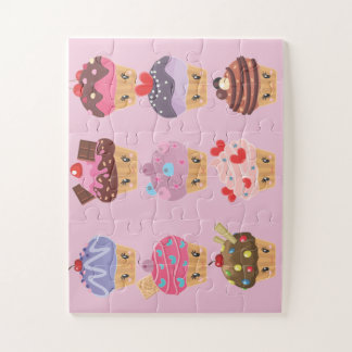 Kawaii Sweet Treats Cutie Cupcakes Jigsaw Puzzle