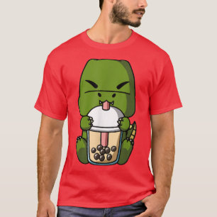 Kawaii T-Rex Dinosaur Boba Milk Tea Bubble Tea Ani T-Shirt