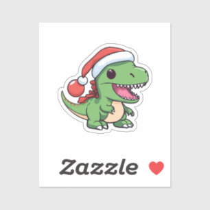 Kawaii T-Rex Dinosaur in Christmas Hat